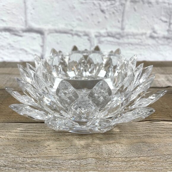 MCM Lucite Acrylic Lotus Flower Set 3 Holiday Nesting Serving Bowls Dishes VTG - Picture 4 of 15